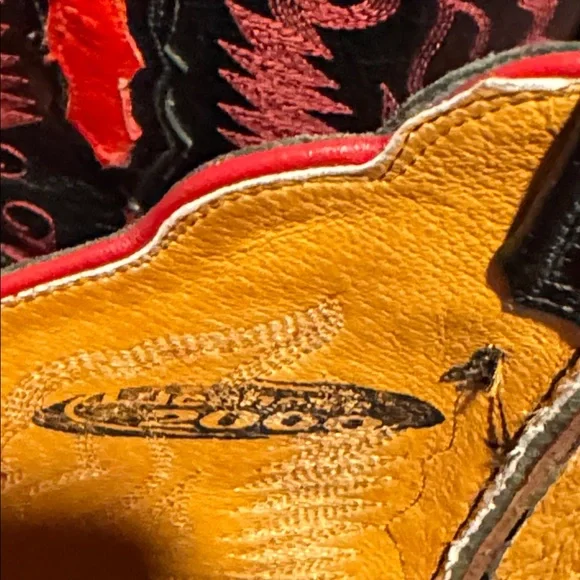 Lucchese 2000 Red Black full Quill Ostrich Cowboy Boots Size 9 Handmade in USA - Picture 5 of 13